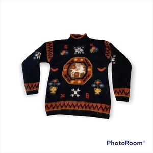 Vintage Rafaella Angora & Wool Nordic Reindeer Christmas Holiday Winter Sweater